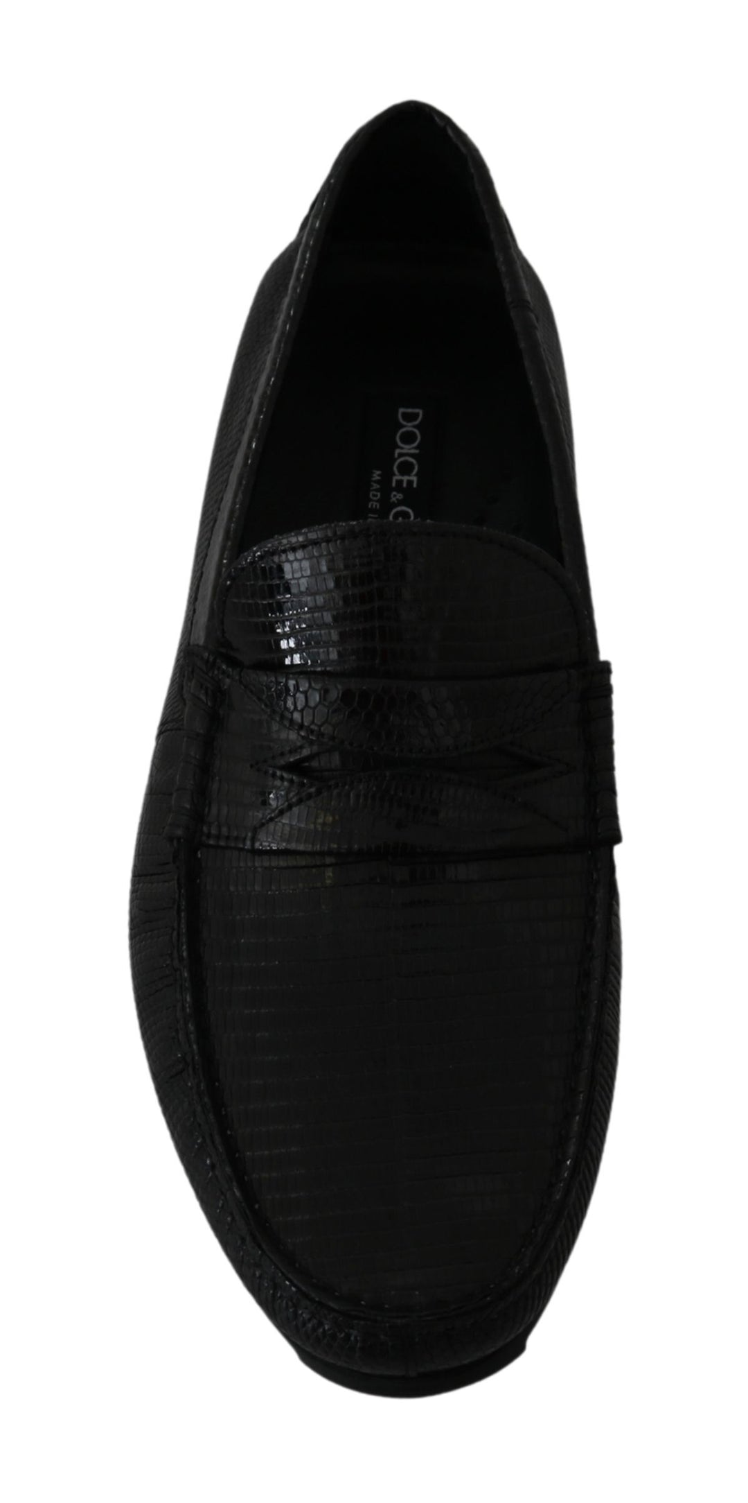 Dolce &amp; Gabbana Sample Sale Dolce &amp; Gabbana Black Lizard Leather Flat Loafers Shoes - | Designer outlet