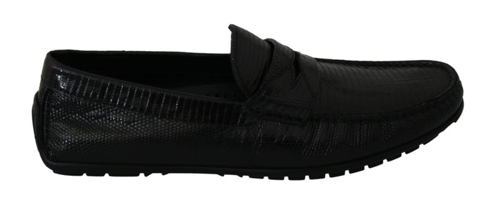 Dolce &amp; Gabbana Sample Sale Dolce &amp; Gabbana Black Lizard Leather Flat Loafers Shoes - | Designer outlet