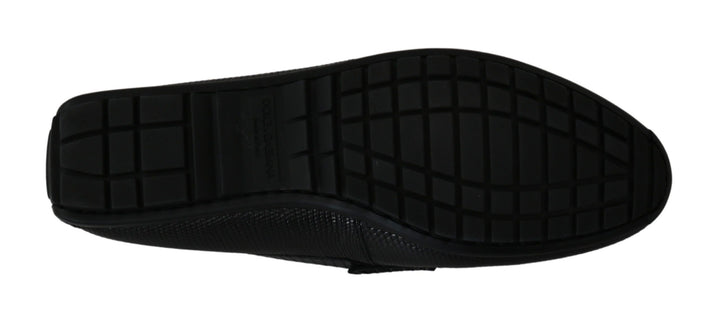 Dolce &amp; Gabbana Sample Sale Dolce &amp; Gabbana Black Lizard Leather Flat Loafers Shoes - | Designer outlet