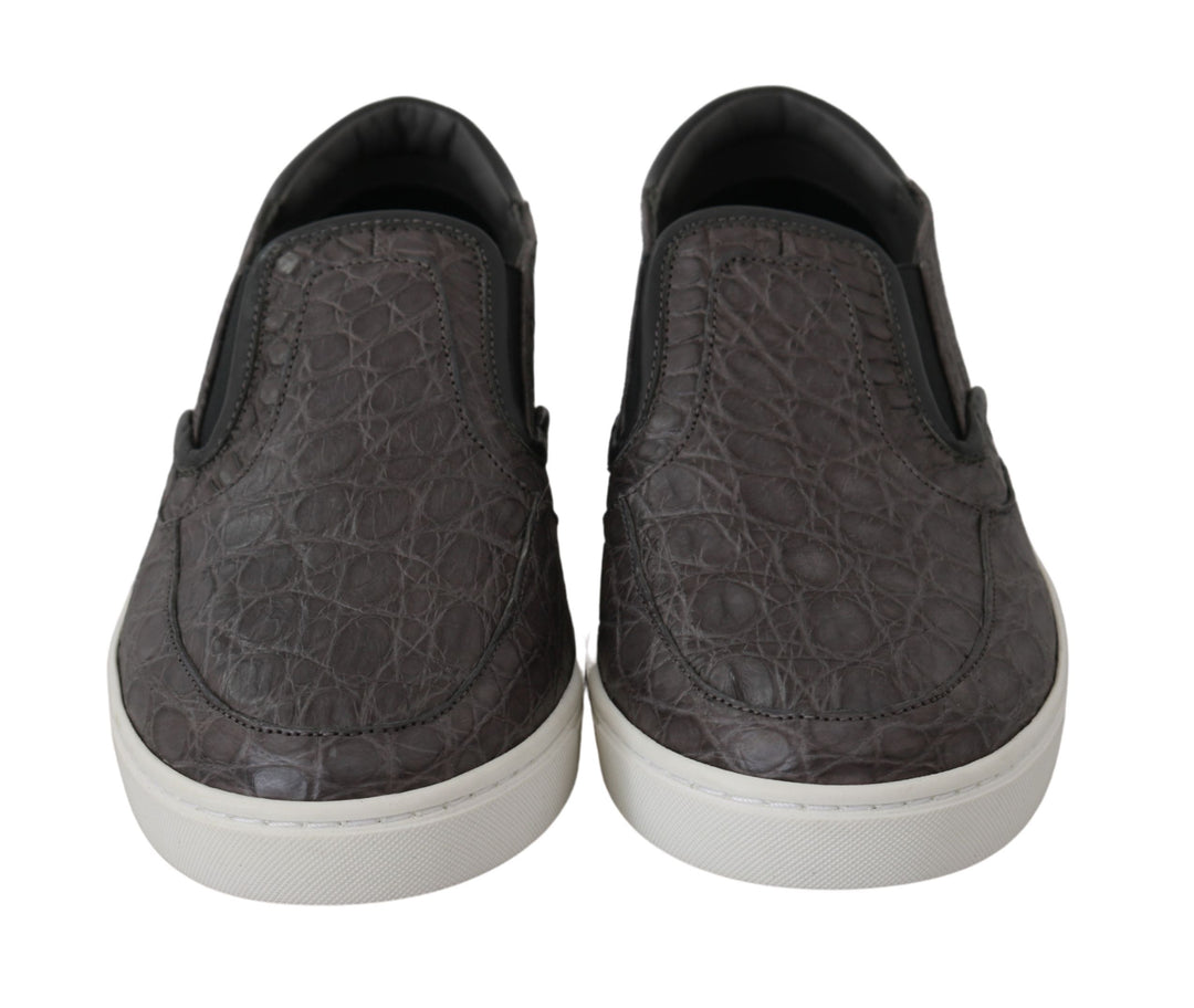 Dolce &amp; Gabbana Sample Sale Dolce &amp; Gabbana Gray Leather Flat Caiman Mens Loafers Shoes - | Designer outlet