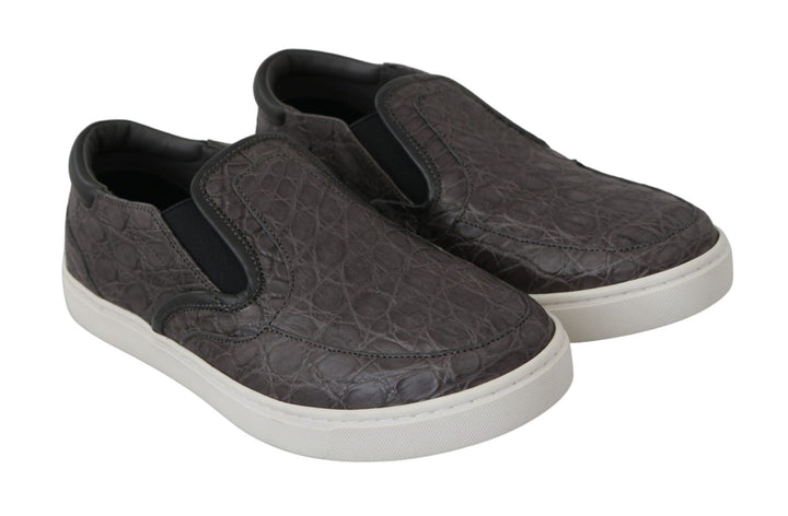 Dolce &amp; Gabbana Sample Sale Dolce &amp; Gabbana Gray Leather Flat Caiman Mens Loafers Shoes - | Designer outlet