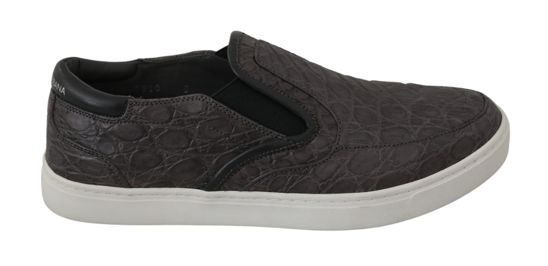 Dolce &amp; Gabbana Sample Sale Dolce &amp; Gabbana Gray Leather Flat Caiman Mens Loafers Shoes - | Designer outlet
