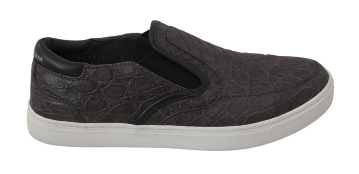 Dolce &amp; Gabbana Sample Sale Dolce &amp; Gabbana Gray Leather Flat Caiman Mens Loafers Shoes - | Designer outlet