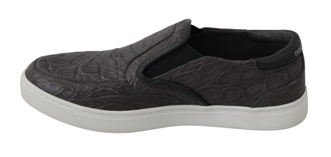 Dolce &amp; Gabbana Sample Sale Dolce &amp; Gabbana Gray Leather Flat Caiman Mens Loafers Shoes - | Designer outlet
