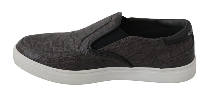 Dolce &amp; Gabbana Sample Sale Dolce &amp; Gabbana Gray Leather Flat Caiman Mens Loafers Shoes - | Designer outlet