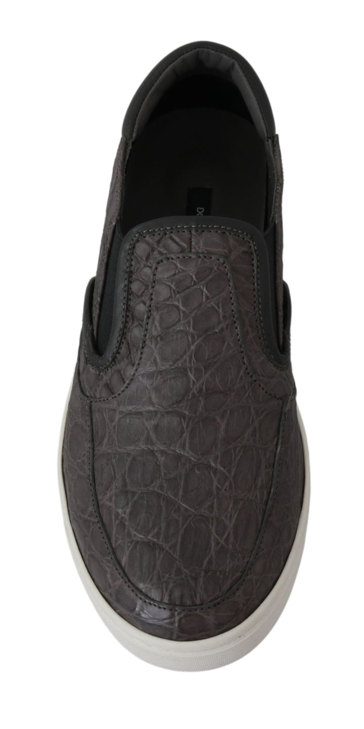 Dolce &amp; Gabbana Sample Sale Dolce &amp; Gabbana Gray Leather Flat Caiman Mens Loafers Shoes - | Designer outlet