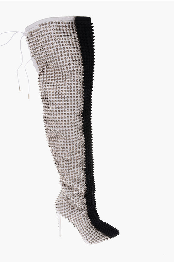 Philipp Plein 12cm leather studded FASHION SHOW over the knee boots