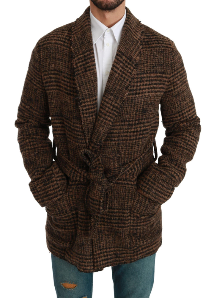 Dolce & Gabbana - Dolce & Gabbana Elegant Brown Alpaca Blend Belted Cape Jacket - JKT2623 - 44 - Ask Me Wear