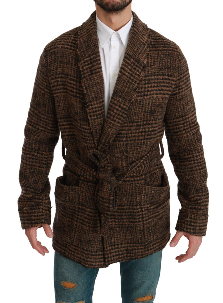 Dolce & Gabbana - Dolce & Gabbana Elegant Brown Alpaca Blend Belted Cape Jacket - JKT2623 - 44 - Ask Me Wear