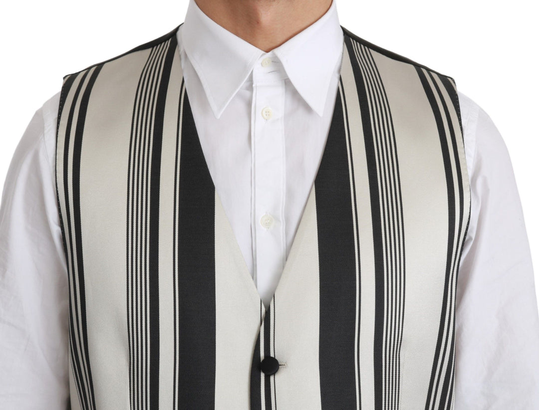 Dolce &amp; Gabbana Sample Sale Dolce &amp; Gabbana White Black Stripes Waistcoat Formal Vest - | Designer outlet