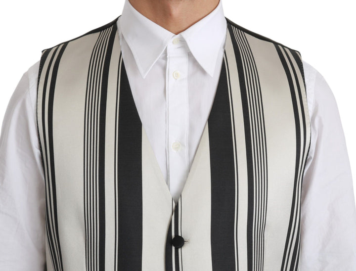 Dolce &amp; Gabbana Sample Sale Dolce &amp; Gabbana White Black Stripes Waistcoat Formal Vest - | Designer outlet