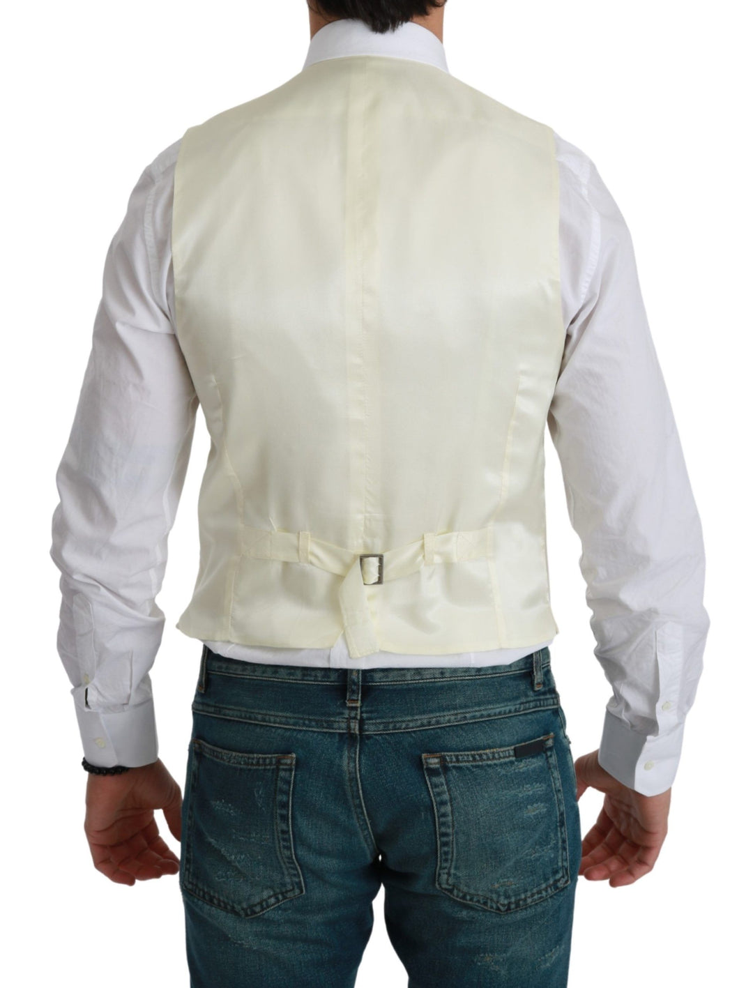 Dolce &amp; Gabbana Sample Sale Dolce &amp; Gabbana White Waistcoat Formal Wool Vest - | Designer outlet