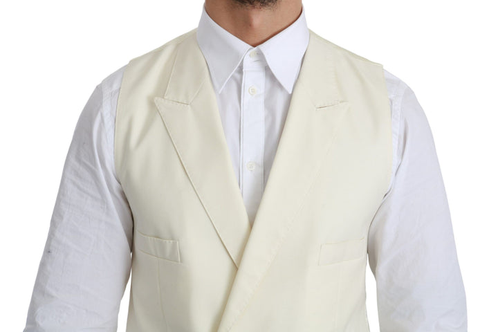 Dolce &amp; Gabbana Sample Sale Dolce &amp; Gabbana White Waistcoat Formal Wool Vest - | Designer outlet
