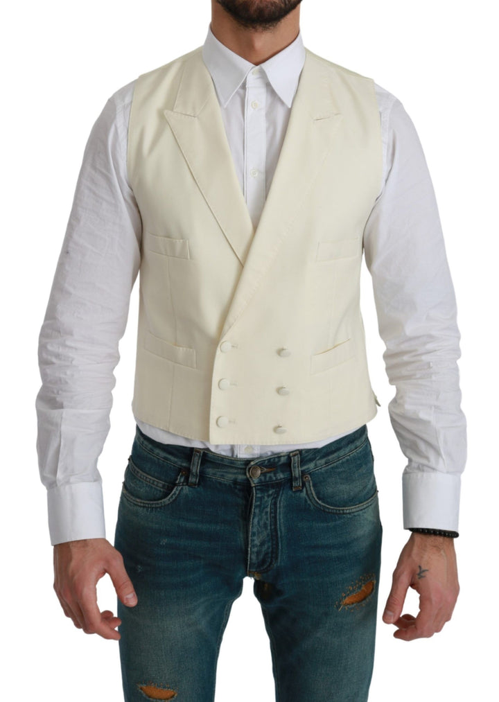 Dolce &amp; Gabbana Sample Sale Dolce &amp; Gabbana White Waistcoat Formal Wool Vest - | Designer outlet