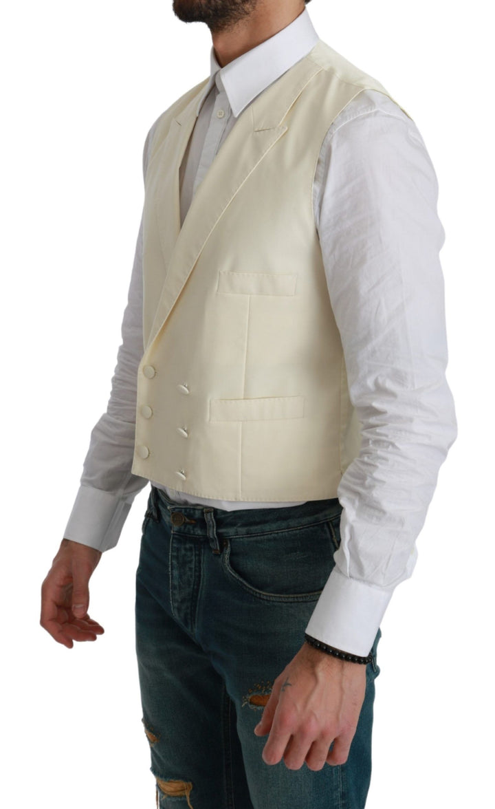 Dolce &amp; Gabbana Sample Sale Dolce &amp; Gabbana White Waistcoat Formal Wool Vest - | Designer outlet