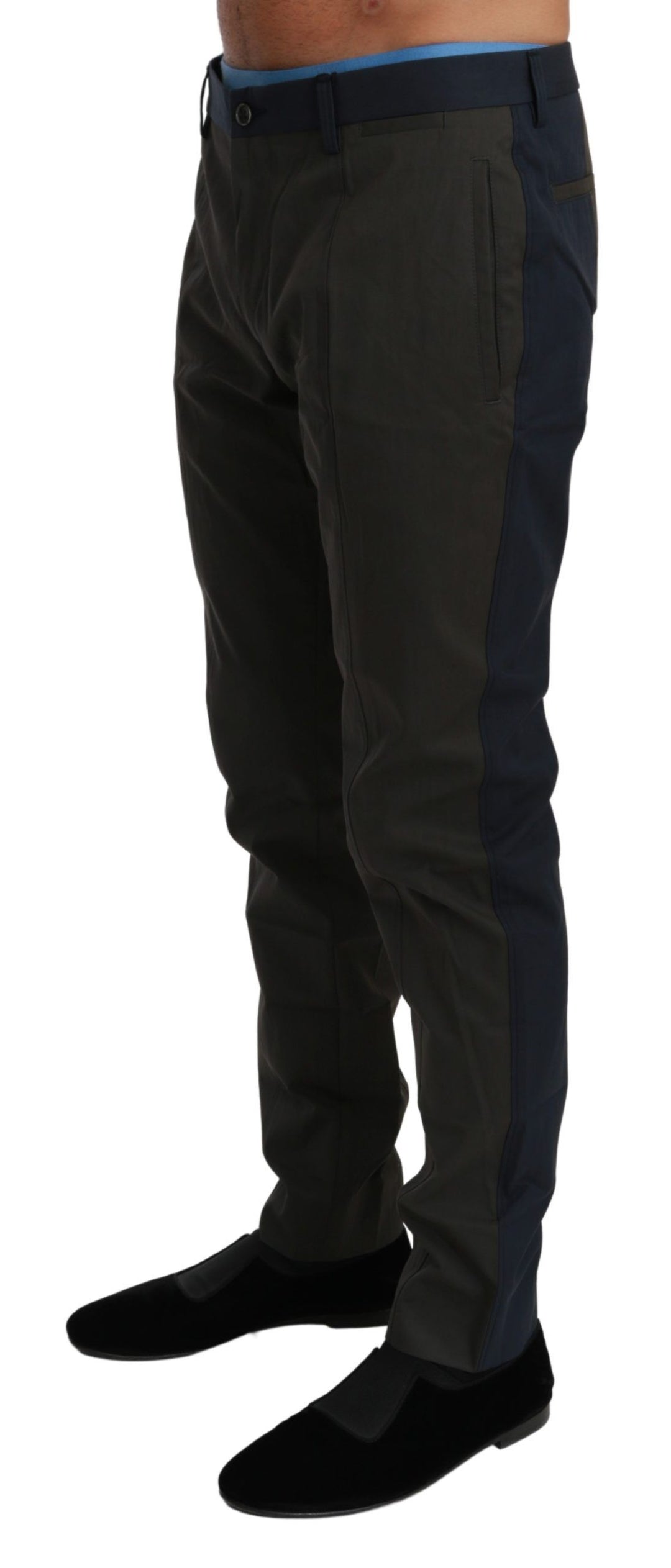 Dolce &amp; Gabbana Sample Sale Dolce &amp; Gabbana Blue Gray Stripes Trouser Cotton Pants - | Designer outlet