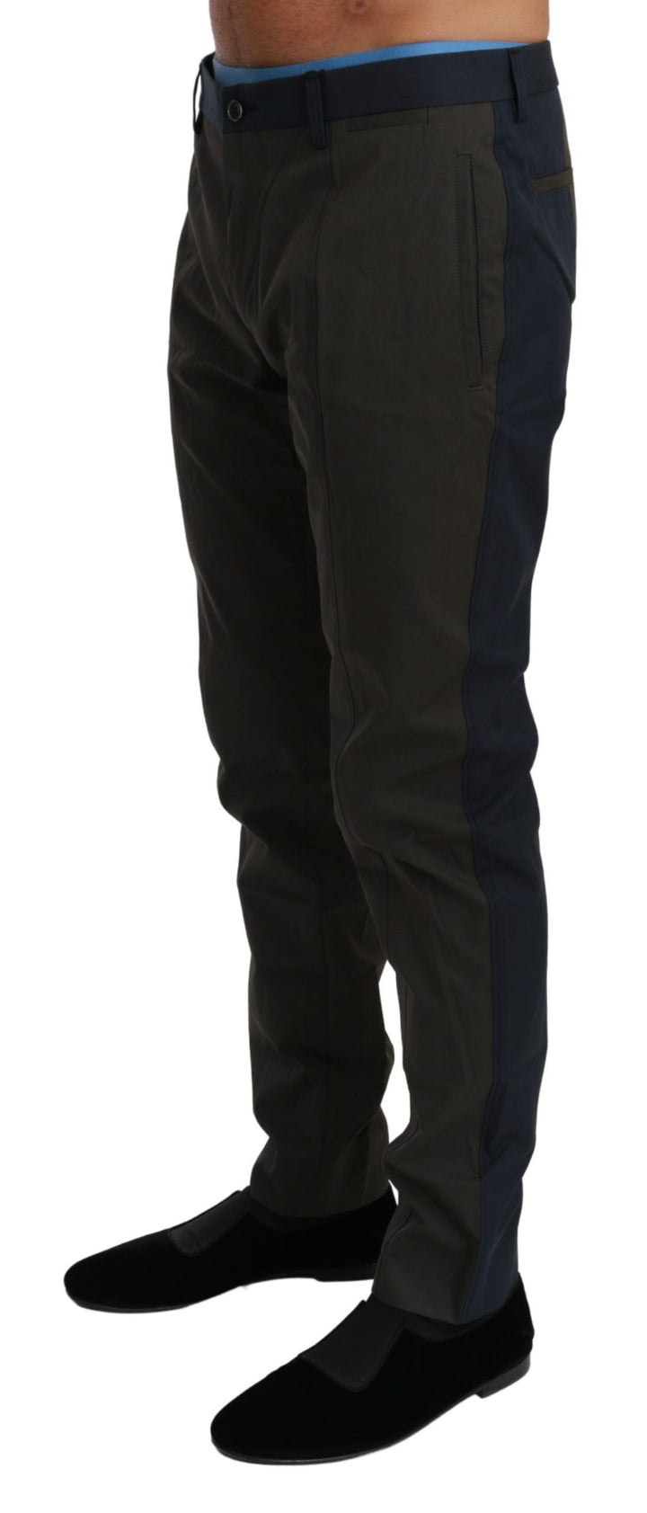 Dolce &amp; Gabbana Sample Sale Dolce &amp; Gabbana Blue Gray Stripes Trouser Cotton Pants - | Designer outlet