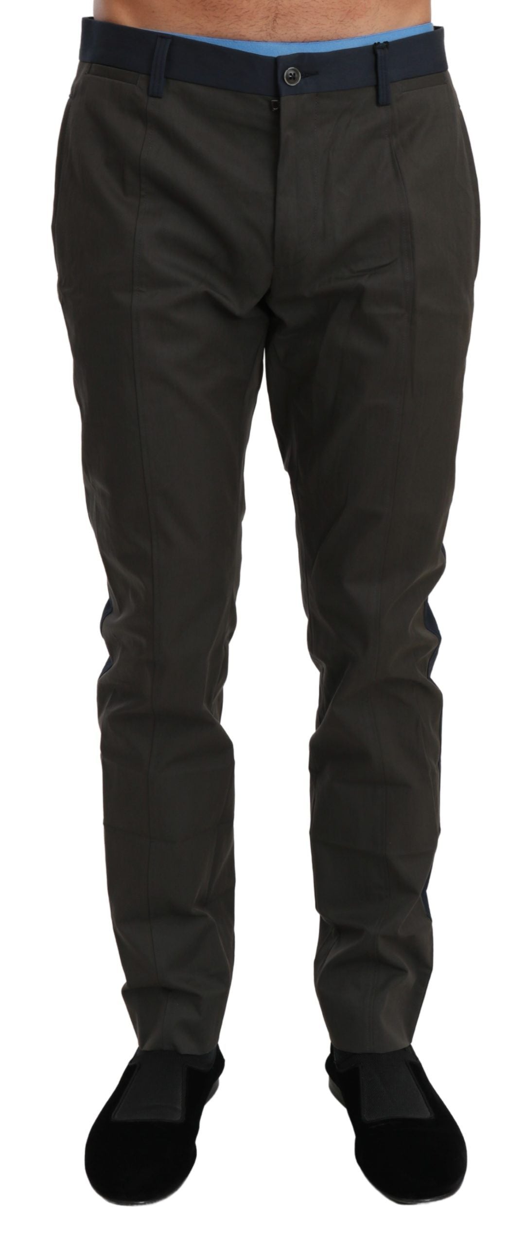 Dolce &amp; Gabbana Sample Sale Dolce &amp; Gabbana Blue Gray Stripes Trouser Cotton Pants - | Designer outlet