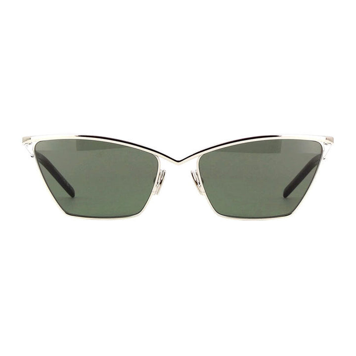 Saint Laurent Sunglasses Cat Eye Full Rim, Silver Frame and Grey Lens SL637002