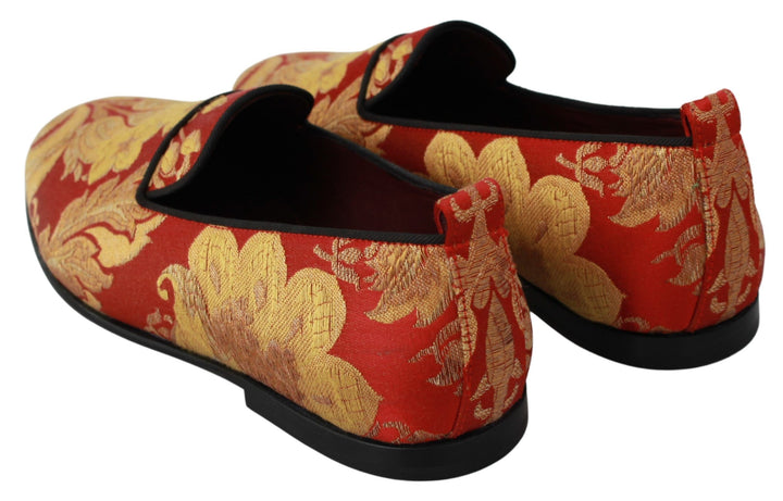 Dolce &amp; Gabbana Sample Sale Dolce &amp; Gabbana Red Gold Brocade Slippers Loafers Shoes - | Designer outlet