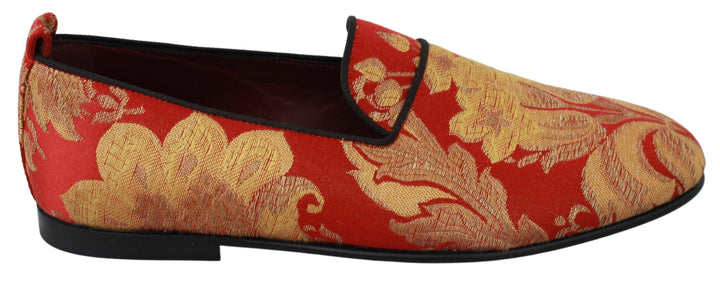 Dolce &amp; Gabbana Sample Sale Dolce &amp; Gabbana Red Gold Brocade Slippers Loafers Shoes - | Designer outlet