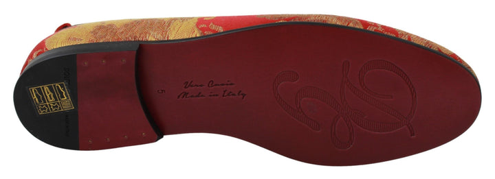 Dolce &amp; Gabbana Sample Sale Dolce &amp; Gabbana Red Gold Brocade Slippers Loafers Shoes - | Designer outlet
