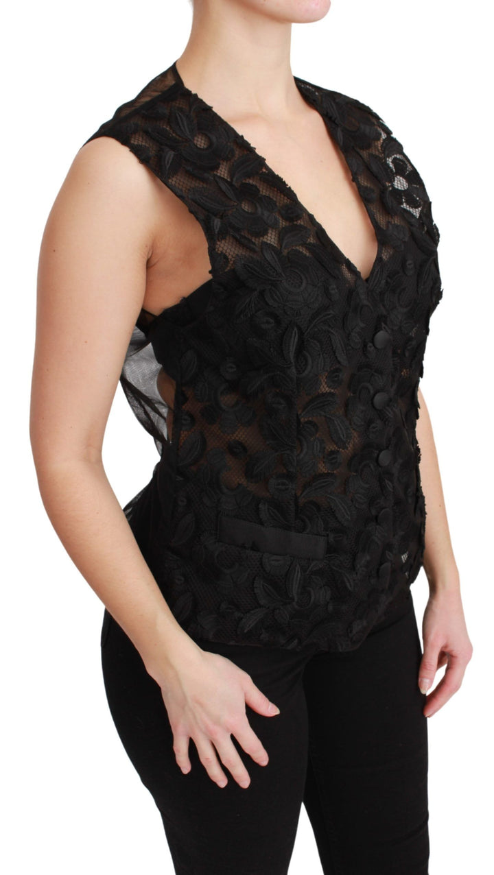 Dolce &amp; Gabbana Sample Sale Dolce &amp; Gabbana Black Floral Brocade Top Gilet Waistcoat - | Designer outlet