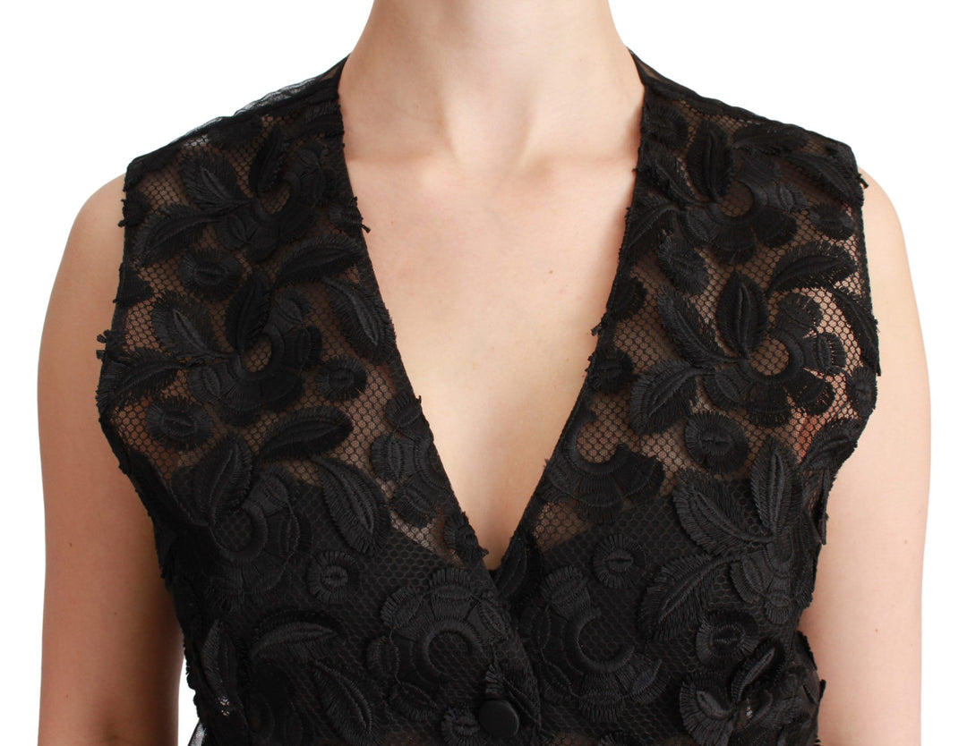 Dolce &amp; Gabbana Sample Sale Dolce &amp; Gabbana Black Floral Brocade Top Gilet Waistcoat - | Designer outlet