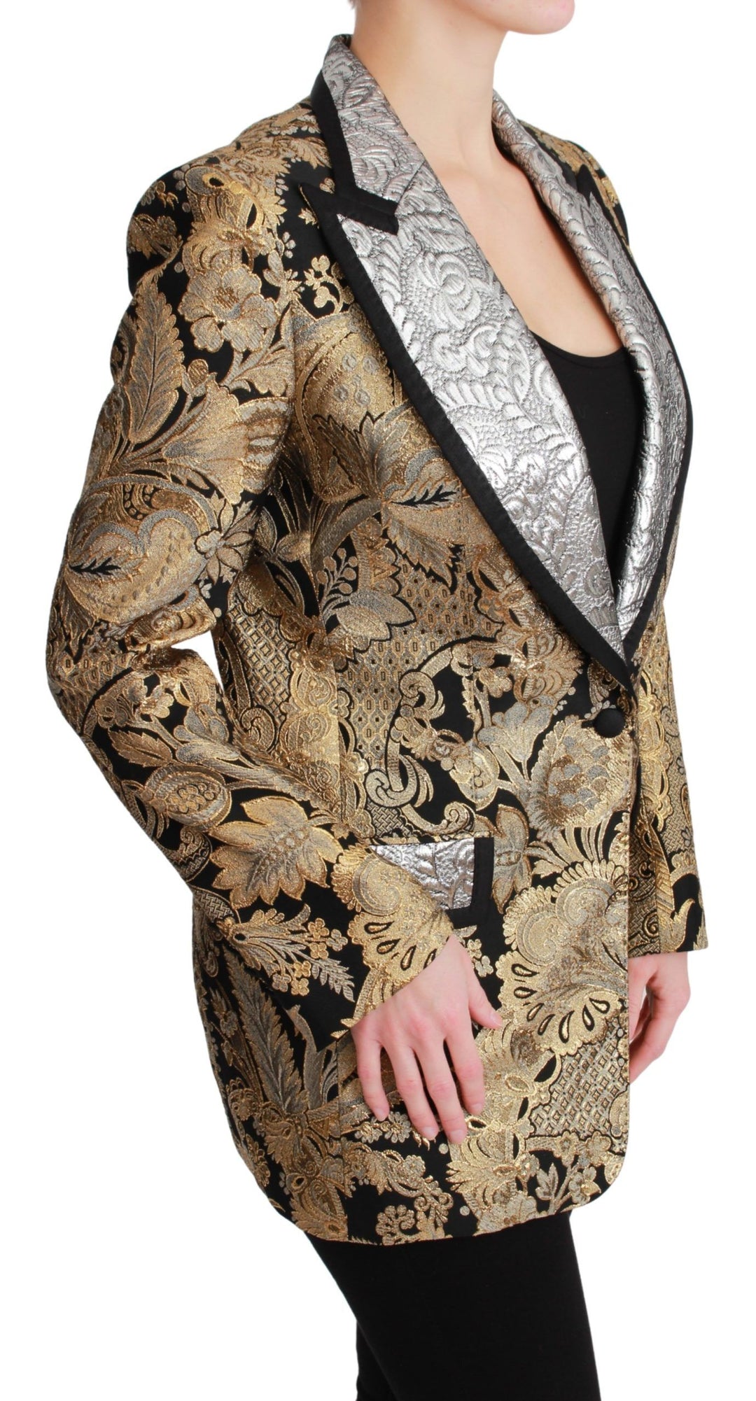 Dolce & Gabbana - Dolce & Gabbana Elegant Gold Floral Jacquard Blazer - JKT2627 - 38 - Ask Me Wear