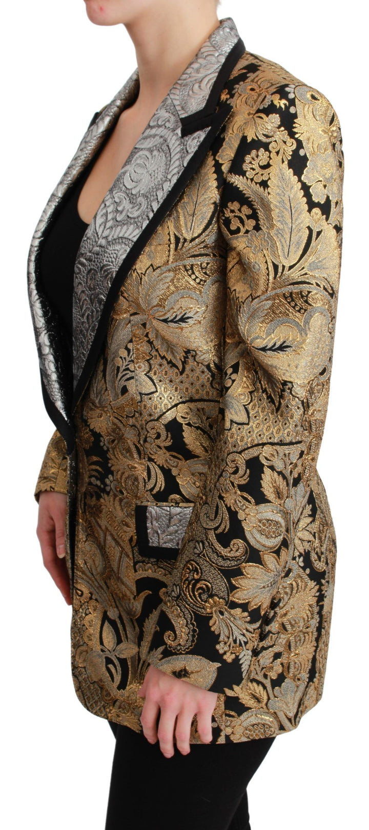 Dolce & Gabbana - Dolce & Gabbana Elegant Gold Floral Jacquard Blazer - JKT2627 - 38 - Ask Me Wear