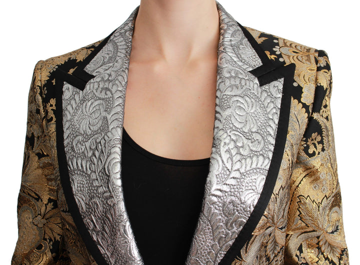 Dolce & Gabbana - Dolce & Gabbana Elegant Gold Floral Jacquard Blazer - JKT2627 - 38 - Ask Me Wear