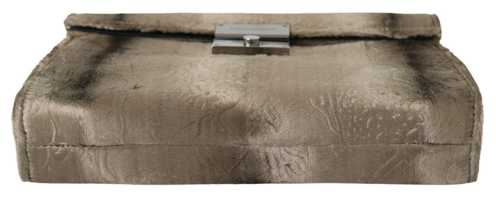 Dolce & Gabbana - Dolce & Gabbana Beige Velvet Croco - Print Leather Briefcase Clutch - VAS9860 - Ask Me Wear