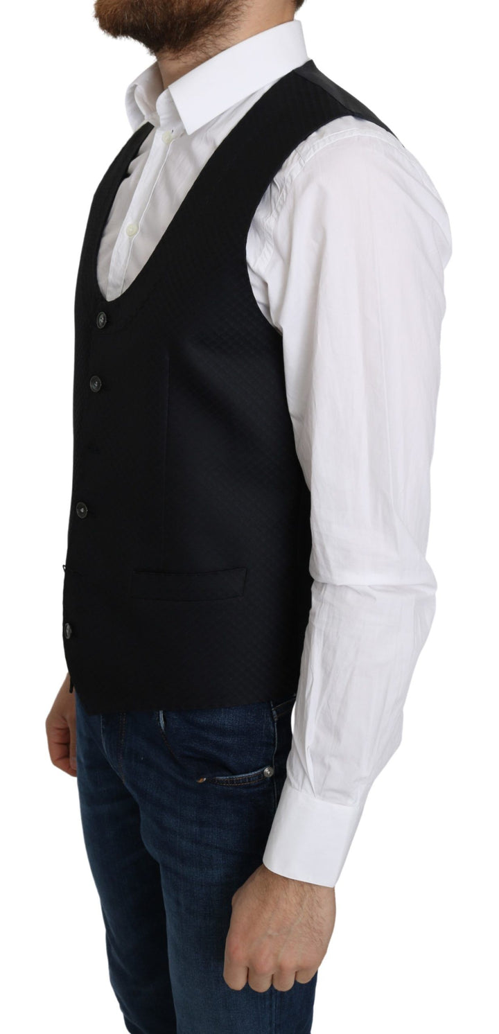 Dolce &amp; Gabbana Sample Sale Dolce &amp; Gabbana Blue Silk Romb Pattern Formal Coat Vest - | Designer outlet