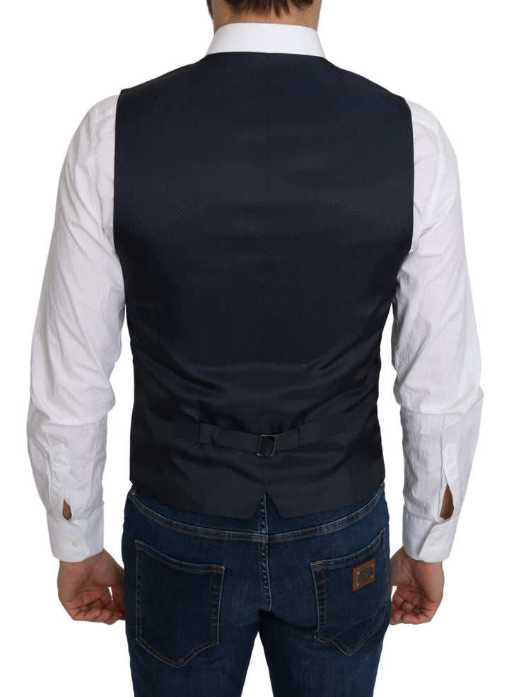 Dolce &amp; Gabbana Sample Sale Dolce &amp; Gabbana Blue Silk Romb Pattern Formal Coat Vest - | Designer outlet
