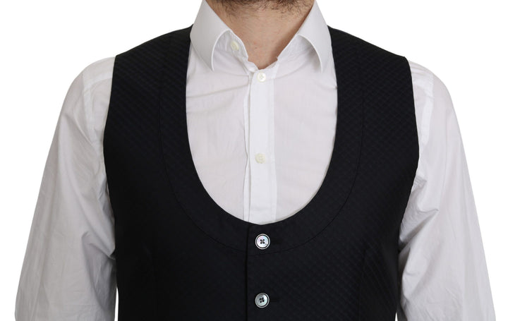Dolce &amp; Gabbana Sample Sale Dolce &amp; Gabbana Blue Silk Romb Pattern Formal Coat Vest - | Designer outlet