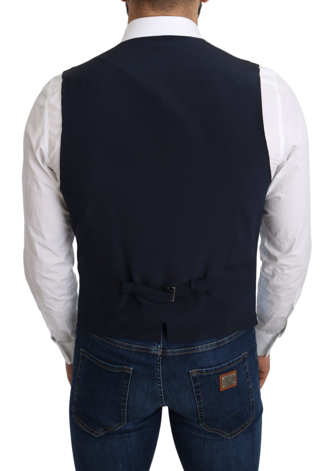 Dolce & Gabbana Blue Viscose Stretch Formal Coat Vest by Dolce & Gabbana outlet now on sale