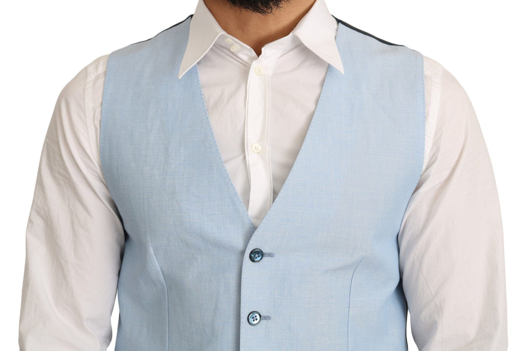 Dolce & Gabbana Blue Viscose Stretch Formal Coat Vest by Dolce & Gabbana outlet now on sale