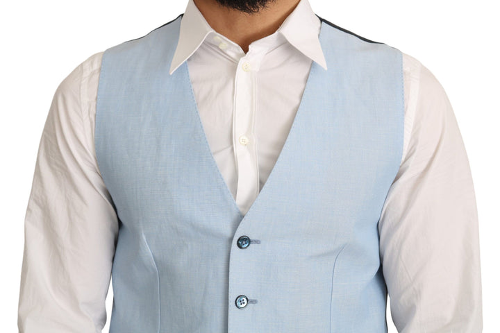 Dolce & Gabbana Blue Viscose Stretch Formal Coat Vest by Dolce & Gabbana outlet now on sale