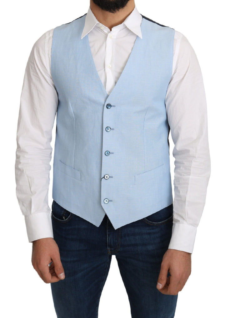 Dolce & Gabbana Blue Viscose Stretch Formal Coat Vest by Dolce & Gabbana outlet now on sale