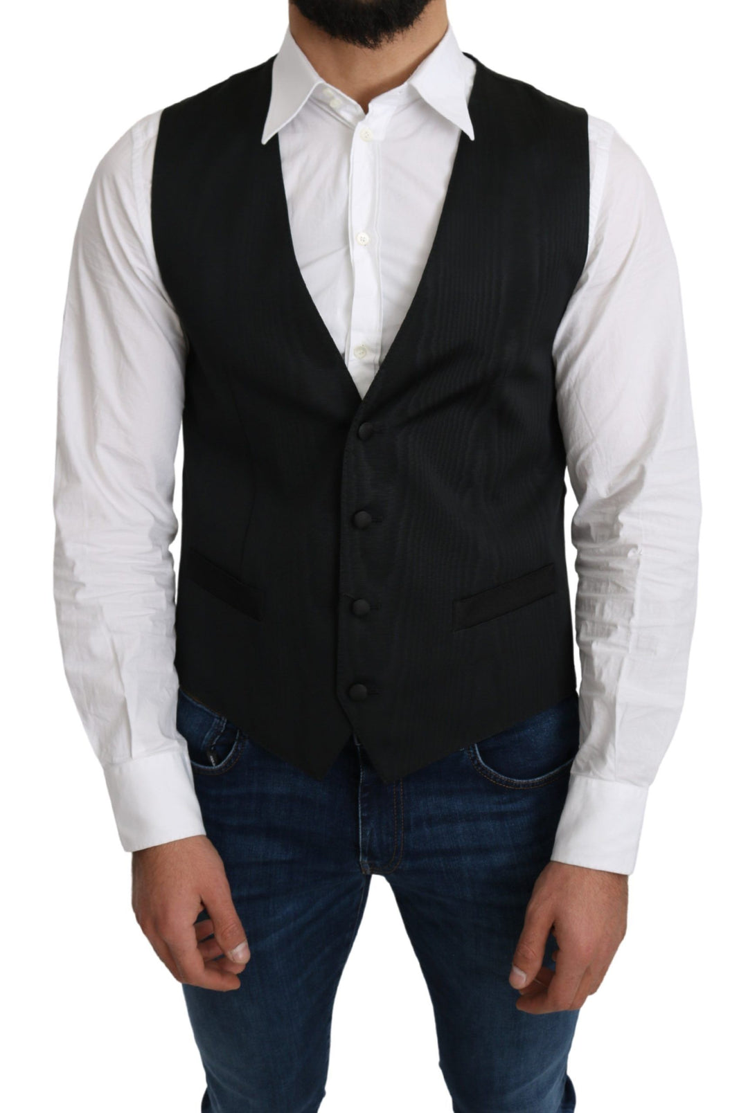 Dolce &amp; Gabbana Sample Sale Dolce &amp; Gabbana Gray 100% Silk Formal Coat Vest - | Designer outlet