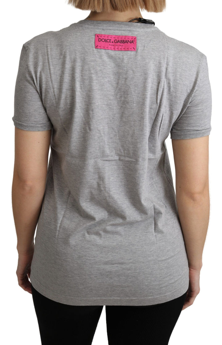 Dolce &amp; Gabbana Sample Sale Dolce &amp; Gabbana Gray Cotton Amore e Bellezza Top T-shirt - | Designer outlet