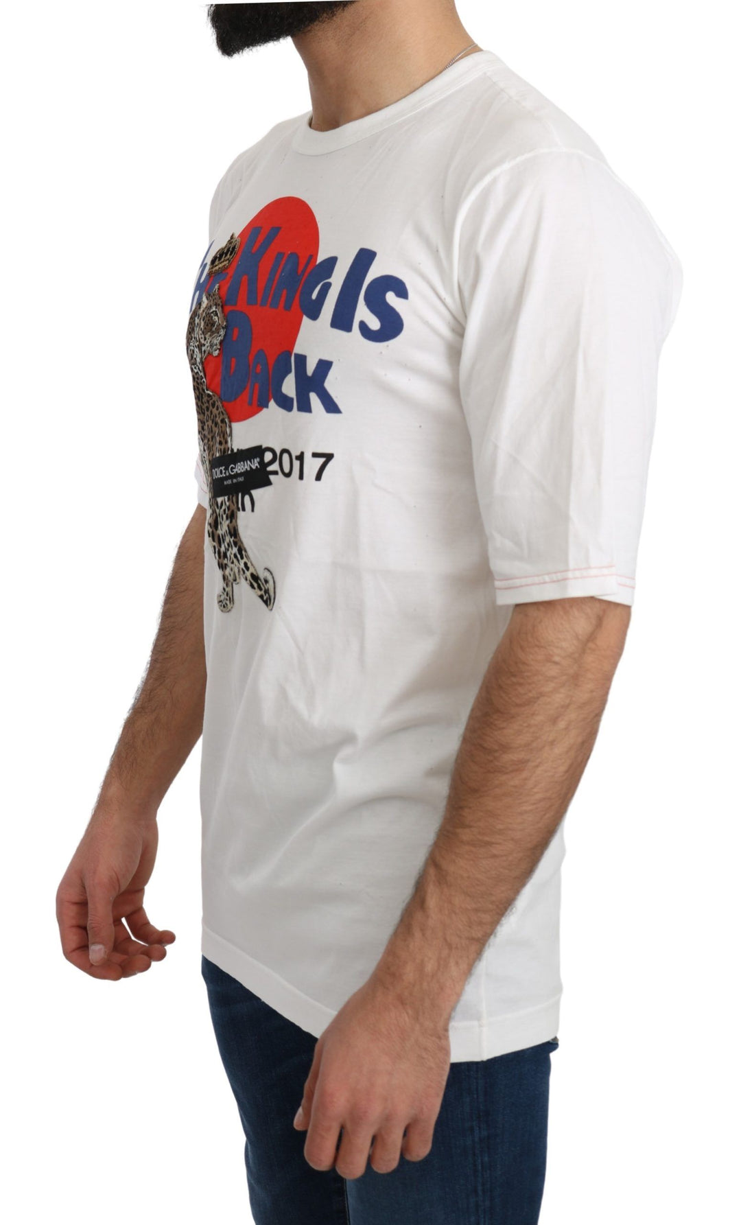 Dolce &amp; Gabbana White Leopard Royal Top T-shirt by Dolce &amp; Gabbana outlet now on sale