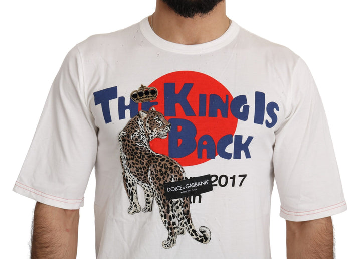 Dolce &amp; Gabbana Sample Sale Dolce &amp; Gabbana White Leopard Royal Top T-shirt - | Designer outlet