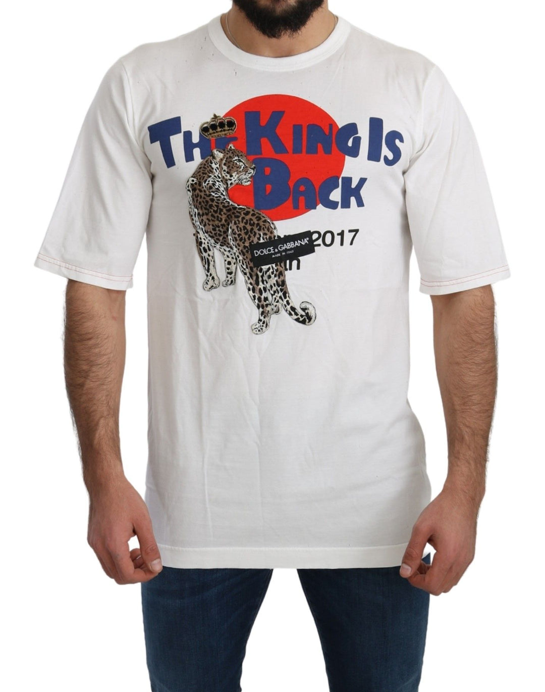Dolce &amp; Gabbana White Leopard Royal Top T-shirt by Dolce &amp; Gabbana outlet now on sale