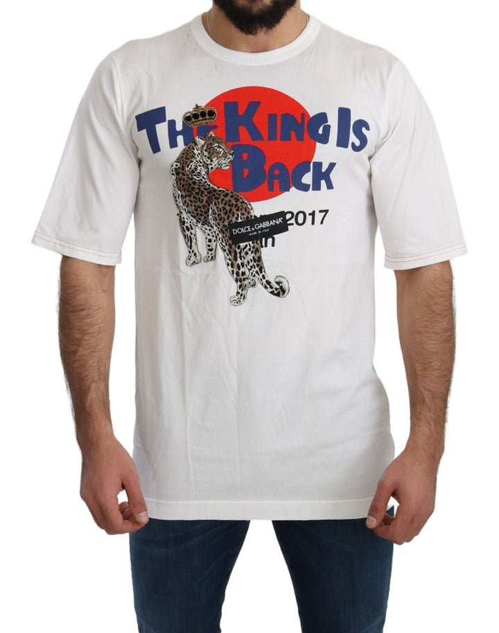 Dolce &amp; Gabbana White Leopard Royal Top T-shirt by Dolce &amp; Gabbana outlet now on sale