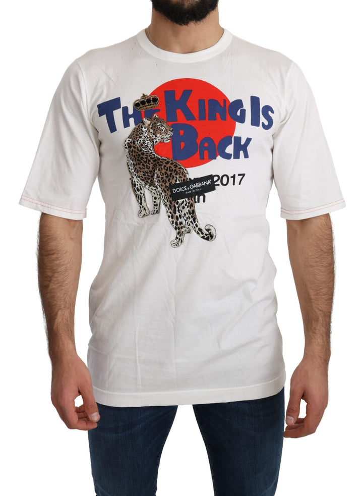 Dolce &amp; Gabbana Sample Sale Dolce &amp; Gabbana White Leopard Royal Top T-shirt - | Designer outlet