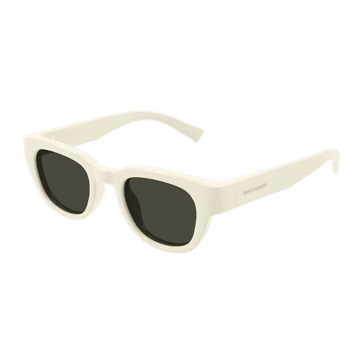 Saint Laurent Sunglasses Square Full Rim, Ivory Frame and Grey Lens SL675005