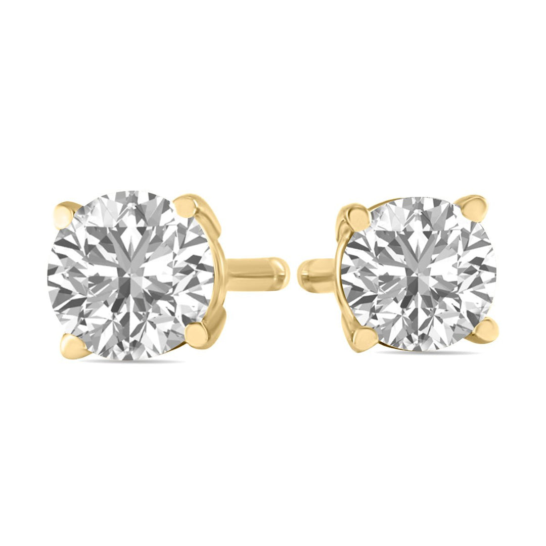 Jewelry - 1/4 Carat Tw Lab Grown Diamond Round Solitaire Stud Earrings In 14K Yellow Gold - ERF61921LD - Ask Me Wear