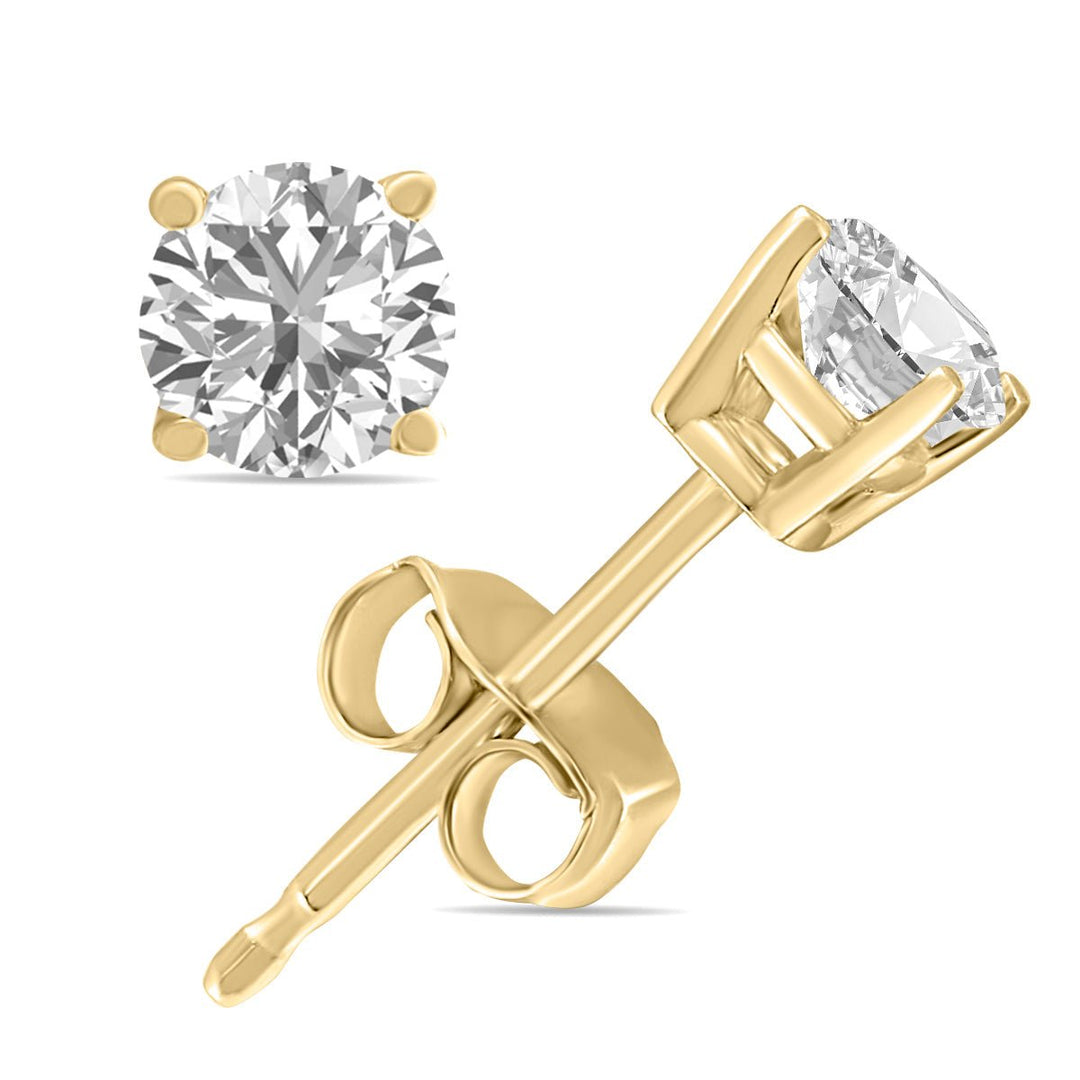 Jewelry - 1/4 Carat Tw Lab Grown Diamond Round Solitaire Stud Earrings In 14K Yellow Gold - ERF61921LD - Ask Me Wear