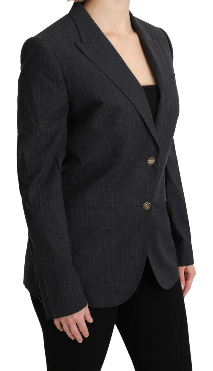 Dolce & Gabbana - Dolce & Gabbana Elegant Gray Striped Cotton Blazer - KOS1795 - 44 - Ask Me Wear